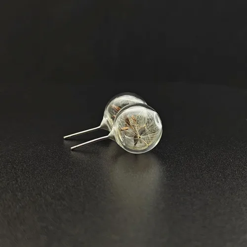 Miniatura 2 de Pendientes de tuerca de plata de ley 925 hechos a mano con diseño de flor real de diente de león