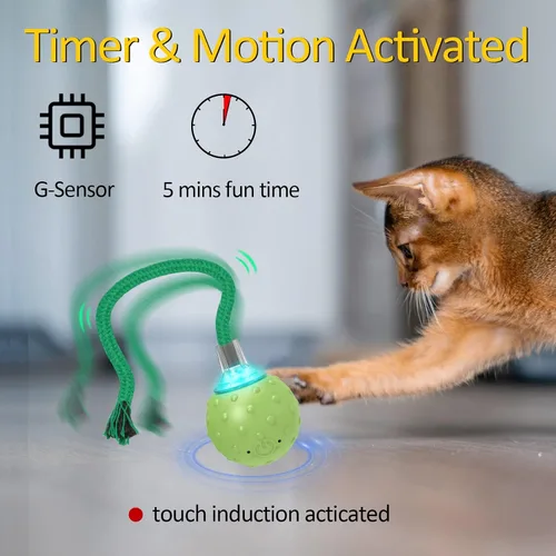 Miniatura 3 de umosis Juguetes interactivos para gatos adultos de interior aburridos, alfombra de movimiento rápido automático, canto de pájaros y bola de gato