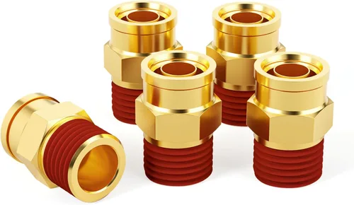 GASHER 5 piezas de latón DOT Push to Connect Fittings, 1/2" NPT x 1/2" OD recto tubo de empuje de aire accesorios de línea de freno de aire para