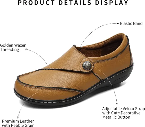 Miniatura 2 de Geoeleph Mocasines casuales para mujer, cómodos y cómodos para caminar, mocasines de cuero para conducir