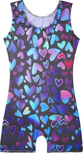 Miniatura 2 de EQSJIU Leotardos de gimnasia para niñas y niños, diseño de mosaico de arco iris, sirena, mariposa, estrellas, leopardo, galaxia, teñido anudado