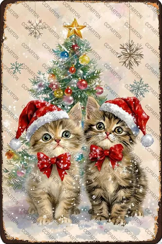 Miniatura 7 de CCPARTON Carteles de Feliz Navidad Graciosos Cartel de Hoja de Estaño para Decoración del Hogar Interior Jardín Patio Exterior Porche 8x12 Pulgadas