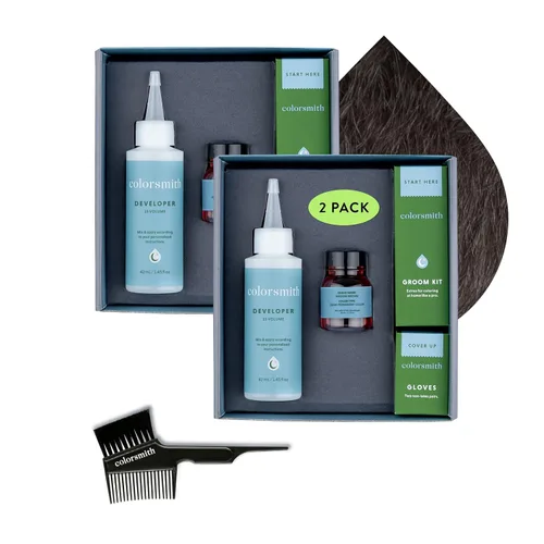 Miniatura 17 de Color de cabello y barba para mezclar grises, paquete de 2 unidades, marrón oscuro, sin amoníaco, kit completo de tinte para barba y cabello