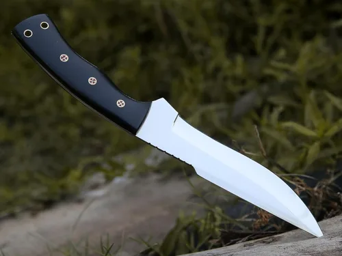 Miniatura 7 de HMC - Cuchillos de caza hechos a mano con hoja fija de acero inoxidable pulido D2, cuchillo de caza de ciervos de espiga completa para hombres