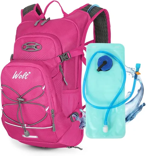 Miniatura 10 de WOLT Mochila de hidratación 18L para senderismo, mochila de agua con bolsa de agua de 2L para hombres y mujeres, paquete de hidratación para correr
