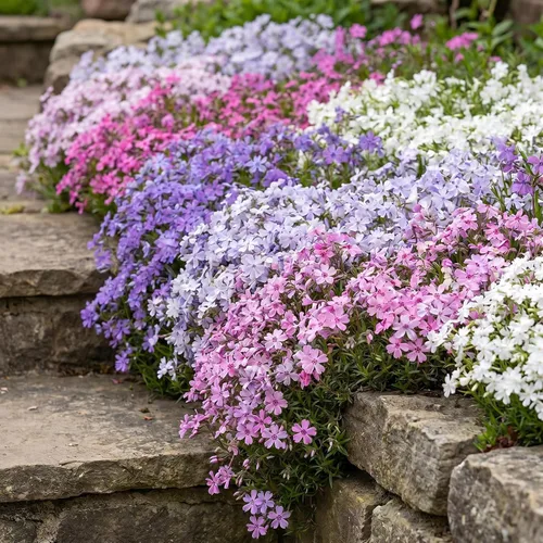 Miniatura 2 de Paquete de 3 plantas rastreras Phlox Live, 5-8 pulgadas, cubierta de suelo de Phlox rastrero perenne para jardín al aire libre (color aleatorio)