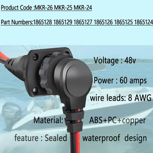 Miniatura 2 de 1865128 1865120 MKR-26 MKR-28 para Minn Kota de agua dulce y salada motor de arrastre enchufe y receptáculo accesorio de batería marina