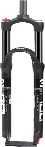 26/27.5/29 Suspension Fork 100mm Travel,28.6mm Straight Tube QR 9mm Double Chamber Crown Lock Aluminum Alloy XC Mountain Fork Red/Black