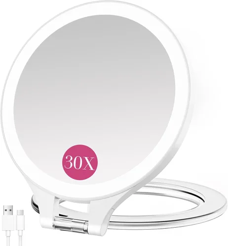 Miniatura 10 de FASCINATE Espejo de Aumento 10X 1X de Doble Cara con Magnificación Espejo de Tocador para Maquillaje Espejo Iluminado Recargable con 3