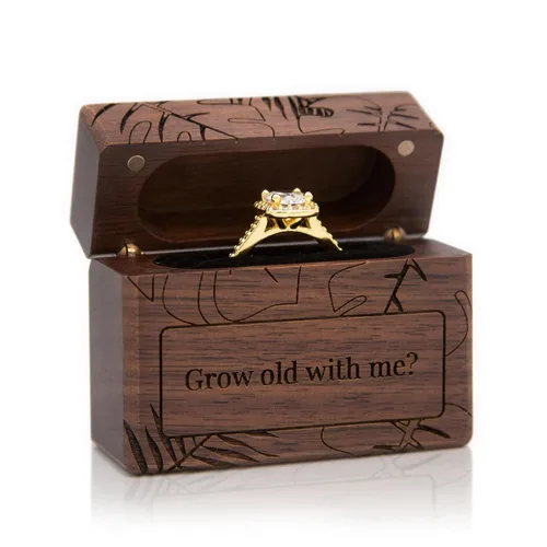 Miniatura 22 de MUUJEE You Are My Universe Engraved Wooden Ring Box, Slim Engagement Proposal Ring Holder, Wedding Ceremony Ring Bearer Box, Fiance Gift Ideas