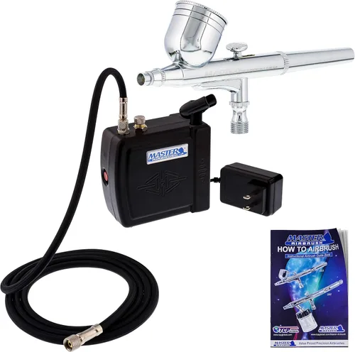 Kit de compresor de aire Master Airbrush, modelo VC16-B22, sistema de aerografía con compresor de aire para aerografía portátil y pequeño de color