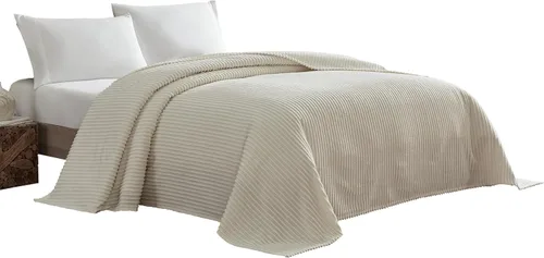 Miniatura 8 de Beatrice Home Fashions Colcha de chenilla de canal, matrimonial, color azul