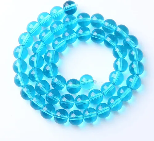 Miniatura 5 de Jiejinyu - 38 cuentas de vidrio espaciador de 10 mm azul claro, cuentas sueltas para hacer joyas, pulseras, collares Vidrio azul claro