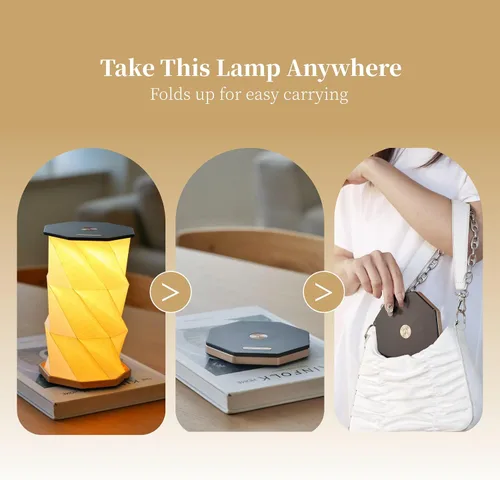 Miniatura 2 de Lámpara portátil de regalo de viaje con atenuador táctil, lámpara de viaje de luz cálida, lámpara de papel plegable, lámpara de mesa de batería