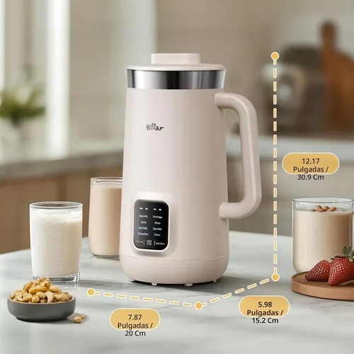 Miniatura 9 de Bear 8 en 1 máquina para hacer leche de nueces, 40oz/1.2L máquina para hacer leche de soja con auto limpieza/retraso de 12H/mantener caliente por