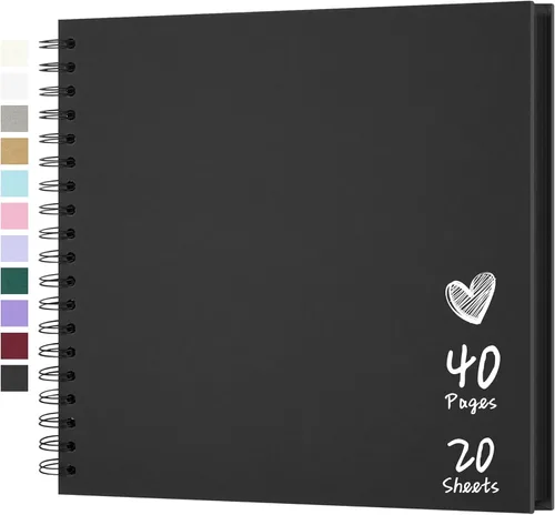 Miniatura 44 de Álbum de recortes de 7 x 7 pulgadas, álbum de recortes DIY de tapa dura de papel kraft, álbumes de fotos, 40 páginas, perfecto para fotos de 4 x 6