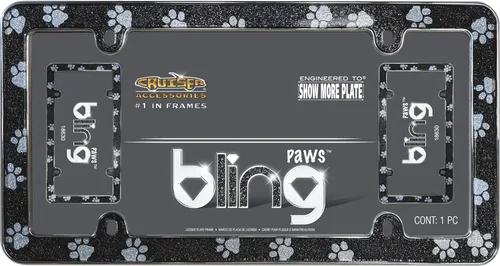 Miniatura 2 de Cruiser Accessories Paws Bling - Marco para matrícula, color negro y cromado