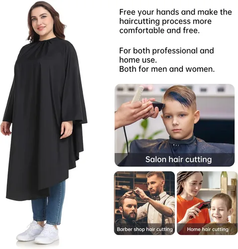 Miniatura 5 de Professional Barber & Salon Cape with Sleeves Large Hair & Water Repellent Cutting Cape with Adjustable Snaps