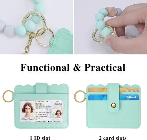 Miniatura 2 de YUOROS Llavero billetera cartera de pulsera para mujer llavero pulsera tarjetero