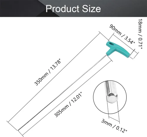 Miniatura 2 de Utoolmart Llave Allen con mango en T, 0.118 in, métrica, 70 #, acero con mango en T, llave hexagonal de 13.780 in de longitud total