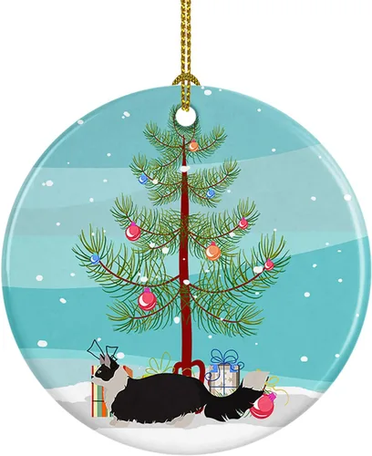 Miniatura 69 de Caroline's Treasures Adorno de cerámica con texto en inglés "Merry Christmas" para colgar en el árbol de Navidad, decoración para el hogar, Navidad