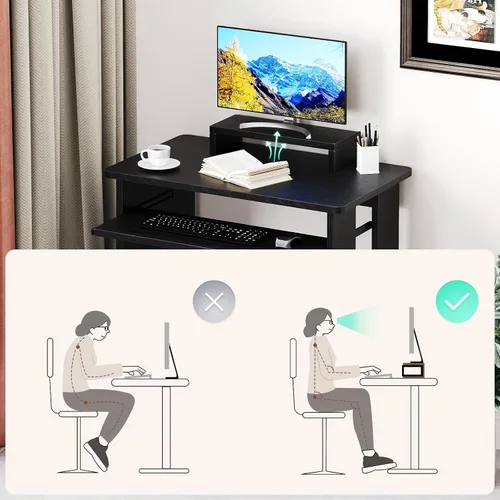 Miniatura 4 de Escritorio pequeño para computadora de 30 pulgadas con soporte para CPU, para oficina en casa, escritorio para computadora portátil con estante