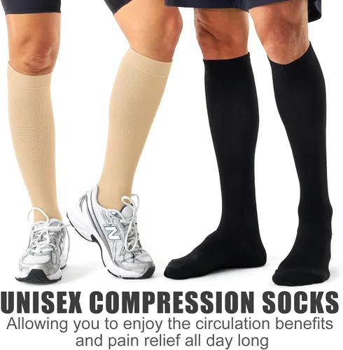 Miniatura 98 de Paquete de 3 pares de calcetines de compresión médica para mejorar la circulación de mujeres y hombres, para correr, hacer deporte y amamantar