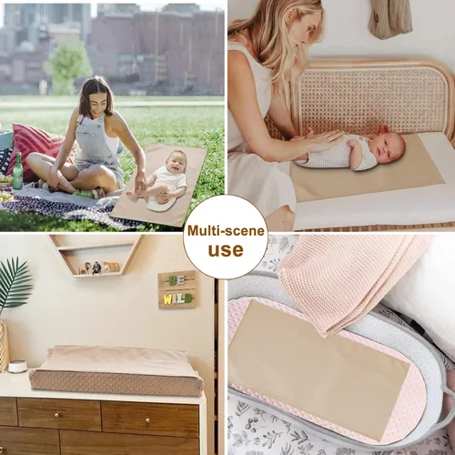 Miniatura 5 de Owlowla Cambiador de pañales para bebé, cambiador portátil, cambiador de viaje, para bebés y niños pequeños (beige y negro)