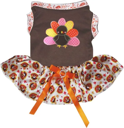 Miniatura 9 de Petitebella Vestido de cachorro de pavo arcoíris (marrón/naranja, talla XS)