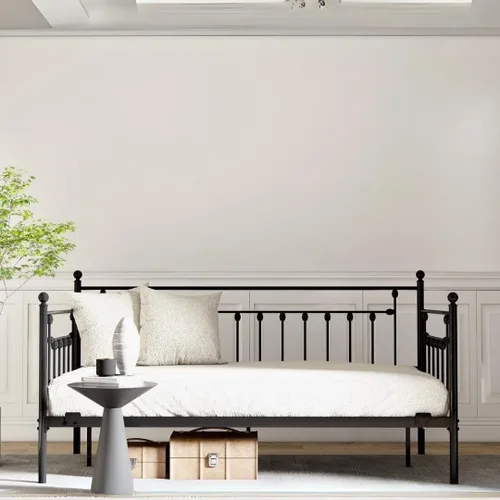 Miniatura 10 de AMBEE21 Golden Gate Beds Marco de Cama de Metal de Estilo Vintage Tamaño King con Cabecera y Pie de Cama de Hierro Forjado – Cama de Plataforma Negro