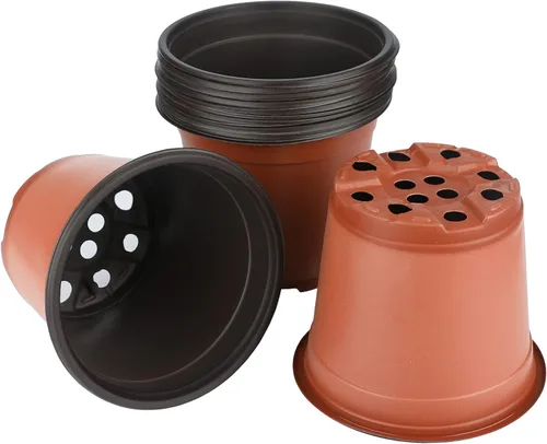 Miniatura 4 de KINGLAKE 100 piezas de macetas de plástico de 10 cm para plantas negras