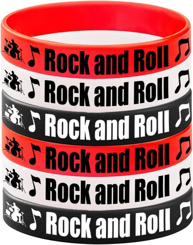 Miniatura 4 de CupaPlay 24 pulseras de goma Rock and Roll, suministros para fiestas temáticas de rock and roll, decoraciones de los años 80 y 90 para fiestas