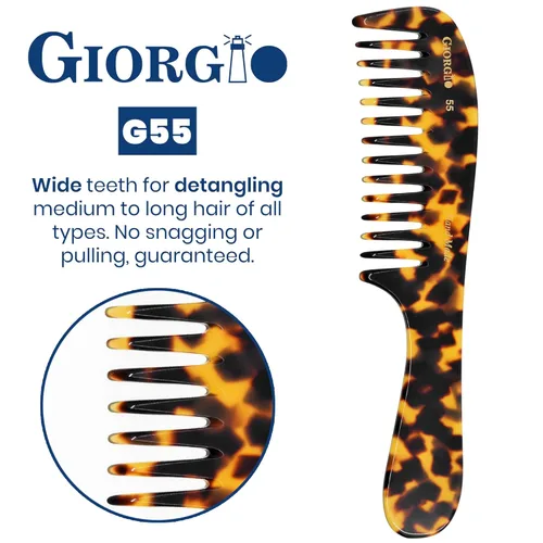 Miniatura 4 de Giorgio G55 TY - Peine de dientes anchos para desenredar el cabello mojado, peine para desenredar el cabello de grosor fino a medio, peines