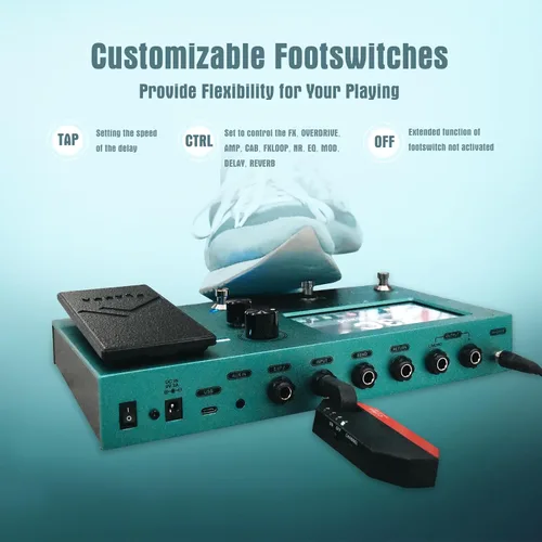 Miniatura 6 de FLAMMA FX150B - Pedal multiefectos con alimentación por batería para guitarra eléctrica con modelado de amplificador, simulación de gabinete