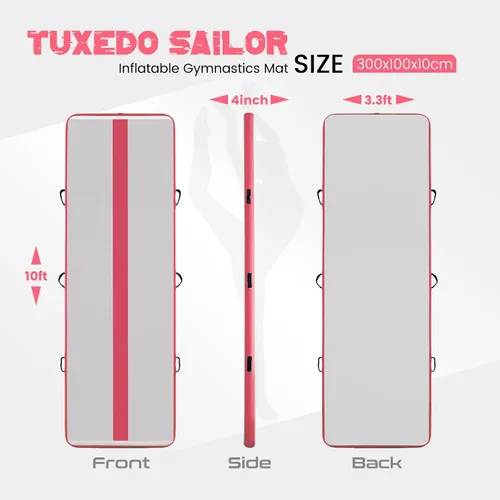 Miniatura 2 de Tuxedo Sailor Inflatable Gymnastics Tumbling Mat Tumble Track Thickness Floor Mat With Electric Air Pump for Rosa marinero