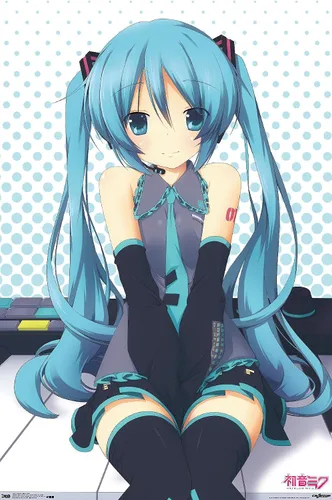 Miniatura 12 de Trends International Hatsune Miku - Póster de pared de llaves, 14.725 x 22.375 pulgadas, versión enmarcada de madera de granero