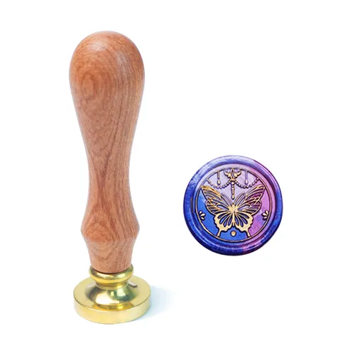 Miniatura 11 de Juego de sellos de cera de animales con 7 cabezas de latón extraíbles y 1 mango de madera, sello de cera retro para gatos, pájaros, mariposa, abeja