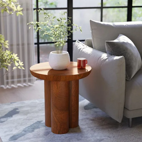 Miniatura 14 de Relso Aurora - Mesita de noche de madera maciza con estante abierto, mesa de noche con acabado negro, mesa auxiliar para dormitorio, sala de estar
