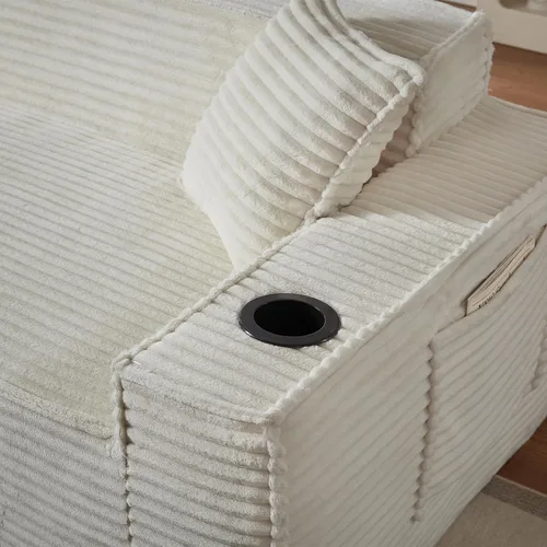 Miniatura 5 de Tmsan Sofá de 3 plazas sin hueso de 80.7 pulgadas para sala de estar con portavasos y asiento profundo de 26 pulgadas, bolsillos laterales, sofá