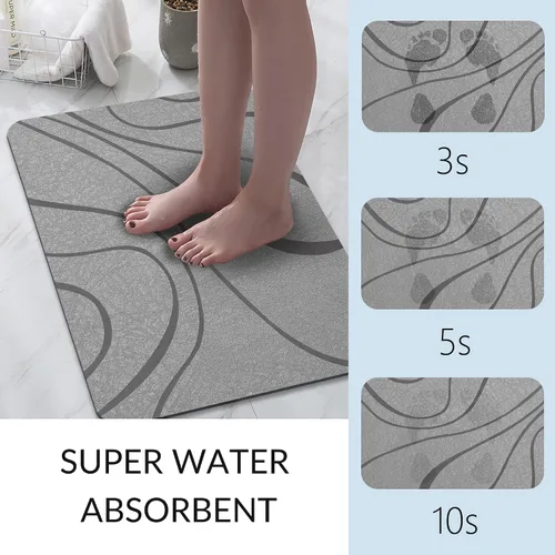 Miniatura 3 de YCT Tapetes de baño para suelo de baño, juego de alfombras de baño súper absorbentes, antideslizantes, de secado rápido, ideal para baño, bañera