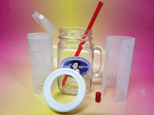 Miniatura 3 de fermentador de kéfir - infusor 16 oz con paja y dos mallas