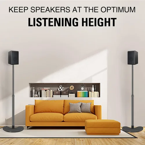 Miniatura 7 de Mounting Dream Par de soportes para altavoces, máximo 39 pulgadas de altura ajustable, base resistente, capacidad de 11 libras cada uno, juego de 2