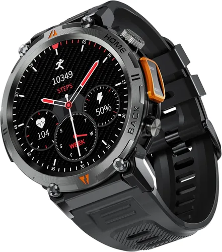 Miniatura 16 de EIGIIS Reloj inteligente militar para hombre, táctico, resistente, con linterna de llamada Bluetooth, pantalla grande de 1.45 pulgadas, monitor