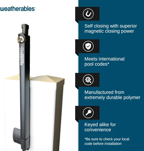 Miniatura 3 de Weatherables Trident - Pestillo de puerta de seguridad para niños de 20 pulgadas – Pestillo de puerta de polímero de nailon resistente con cerradura