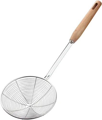 Miniatura 11 de IQCWOOD Colador de araña, colador de alambre de acero inoxidable de 5.5 pulgadas, cucharón para freír pasta, utensilios de cocina Asian Wire