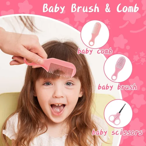 Miniatura 3 de Kit de aseo y cuidado de la salud para bebés, juego de cuidado de seguridad para bebés con cepillo de pelo, peine, cortaúñas, aspirador nasal, kit