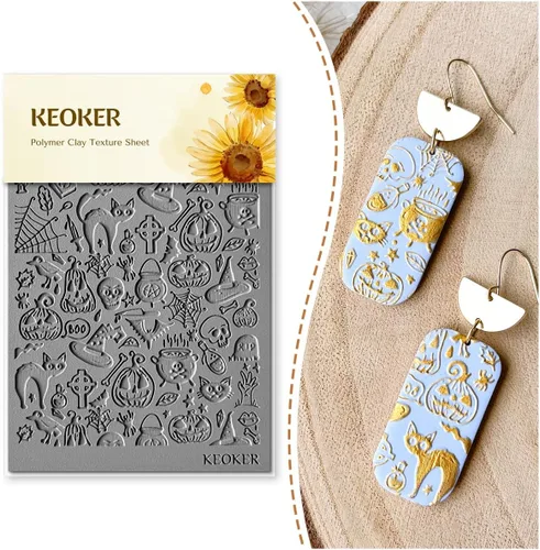 Keoker Hojas de textura para arcilla polimérica, alfombrilla de textura de arcilla para hacer aretes de joyería, herramientas de aretes de arcilla