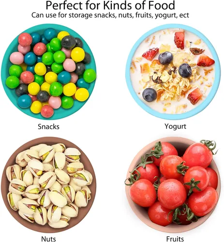 Miniatura 5 de Paquete de 4 recipientes de silicona de almacenamiento de alimentos de 8.5 onzas con tapas, 1 taza de recipientes reutilizables para refrigerios