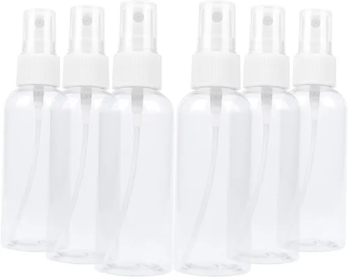 TRENDBOX Paquete de 6 botellas vacías de plástico transparente de niebla fina de 2.0 fl oz (2 oz)