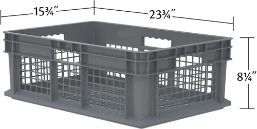 Miniatura 5 de Akro-Mils 37608 - Contenedor de pared recto de plástico con lados de malla y base de malla, (24 x 16 x 8 pulgadas), gris, (paquete de 4)